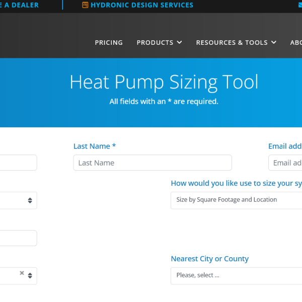 Heat Pump Sizing tool for Arctic Heat Pumps